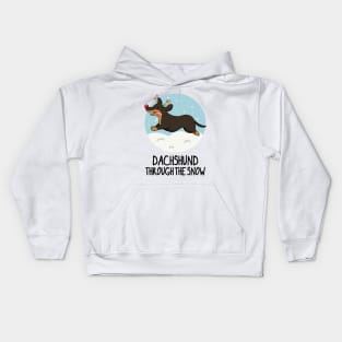 Dachshund Through The Snow Funny Christmas Pun Kids Hoodie